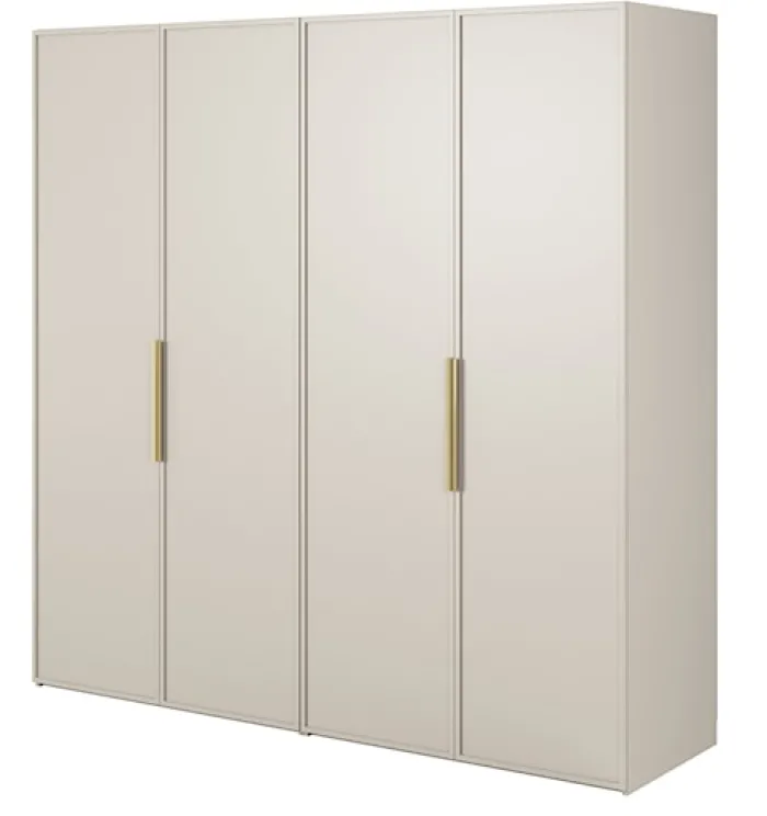 Szafa czterodrzwiowa Frame z dwoma drążkami 200 cm Szary beż