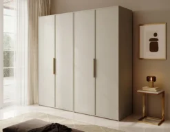Szafa czterodrzwiowa Frame z dwoma drążkami i półkami 200 cm Szary beż