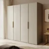 Szafa czterodrzwiowa Frame z drążkiem i półkami 200 cm Szary beż