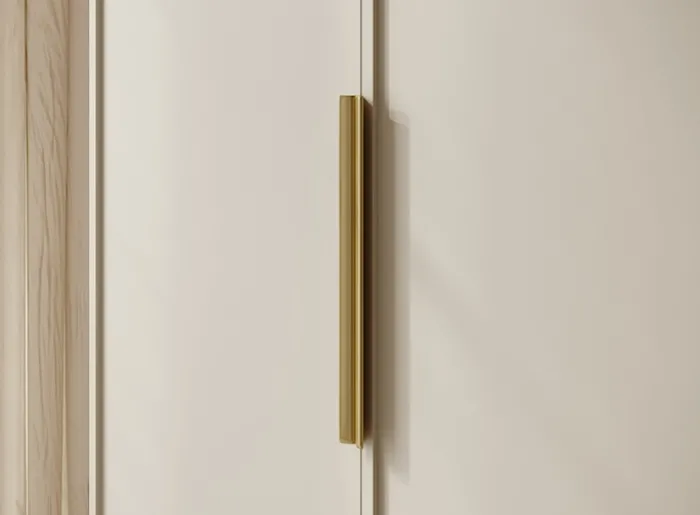 Szafa czterodrzwiowa Frame z drążkiem i półkami 200 cm Szary beż