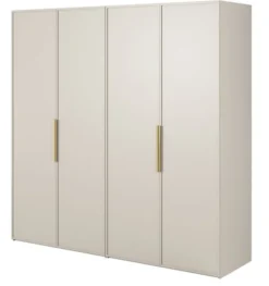 Szafa czterodrzwiowa Frame z drążkiem i półkami 200 cm Szary beż