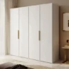Szafa czterodrzwiowa Frame z dwoma drążkami 200 cm Biała
