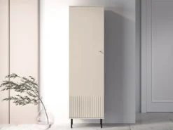 Szafa do przedpokoju Caletto 55 cm jednodrzwiowa ozdobne lamele beżowa