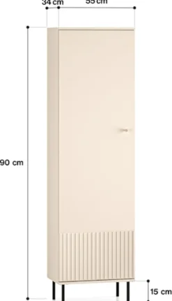 Szafa do przedpokoju Caletto 55 cm jednodrzwiowa ozdobne lamele beżowa