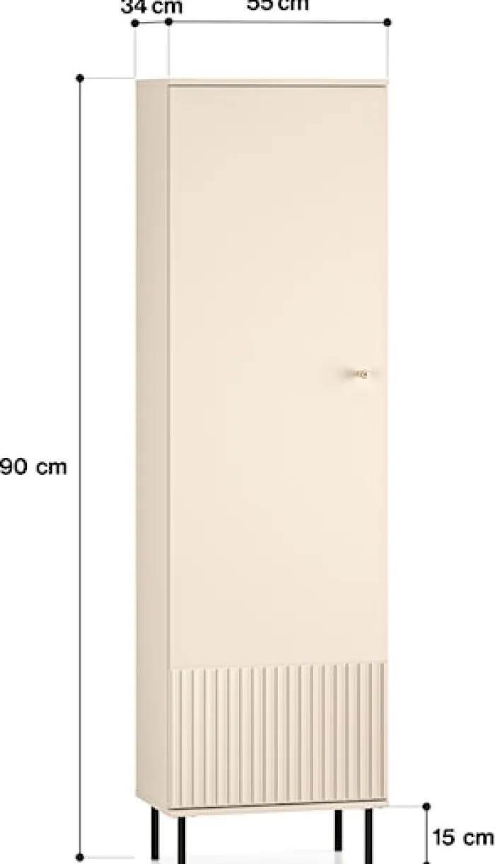 Szafa do przedpokoju Caletto 55 cm jednodrzwiowa ozdobne lamele beżowa