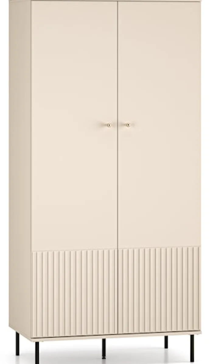 Szafa dwudrzwiowa Caletto 92 cm ozdobne lamele beżowa