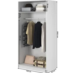 Szafa dwudrzwiowa Frame z drążkiem 100 cm Czarna