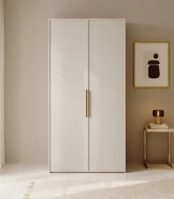 Szafa dwudrzwiowa Frame z drążkiem i półkami 100 cm Szary beż