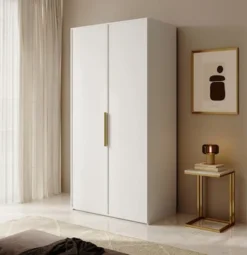 Szafa dwudrzwiowa Frame z drążkiem i półkami 100 cm Biała