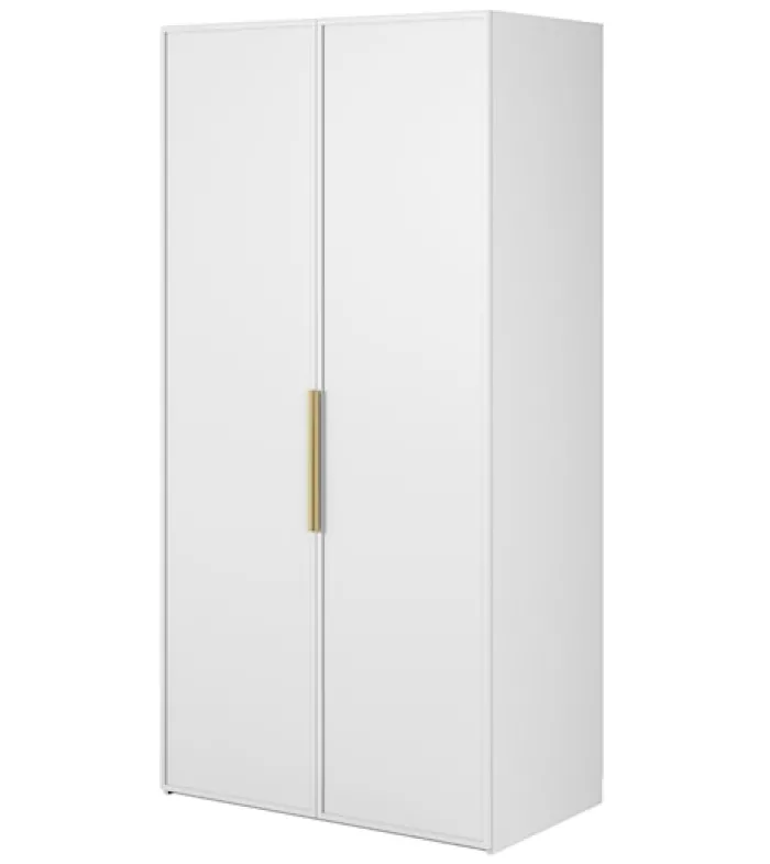 Szafa dwudrzwiowa Frame z drążkiem i półkami 100 cm Biała