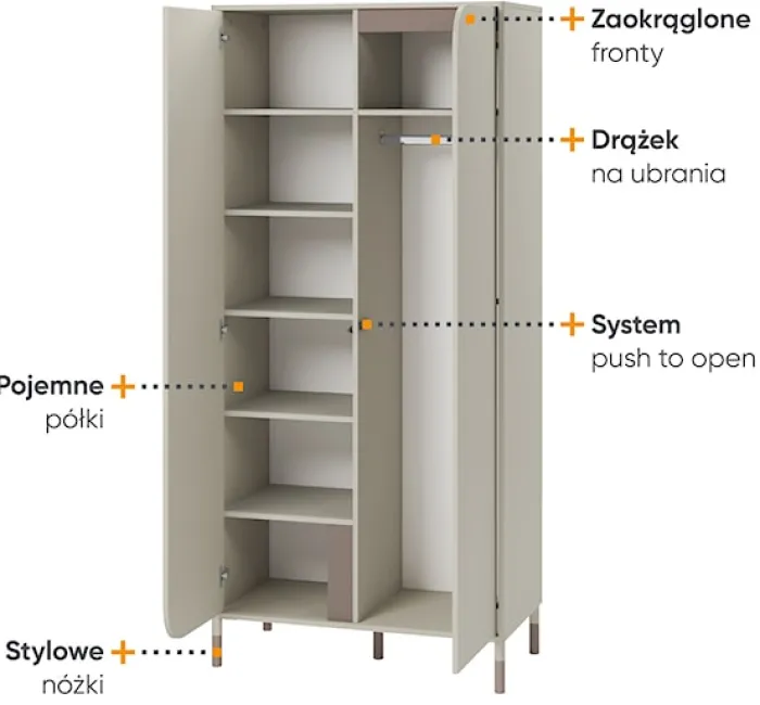 Szafa dwudrzwiowa Harmony 92 cm kaszmir