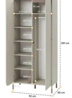 Szafa dwudrzwiowa Harmony 92 cm kaszmir