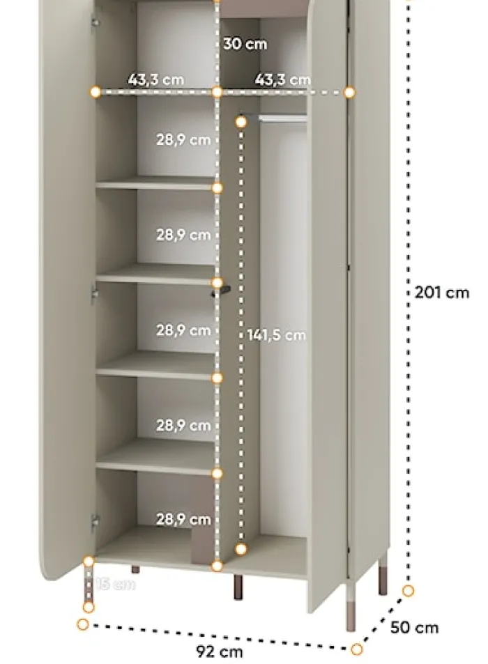 Szafa dwudrzwiowa Harmony 92 cm kaszmir