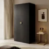 Szafa dwudrzwiowa Moonir z drążkiem 100 cm Czarna