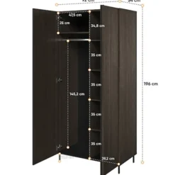 Szafa dwudrzwiowa Piemonte 92 cm Jesion portland/czarny