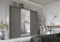 Szafa Idea 250 cm z lustrem szara