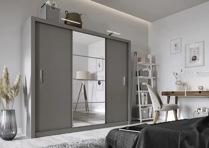 Szafa Idea 250 cm z lustrem szara