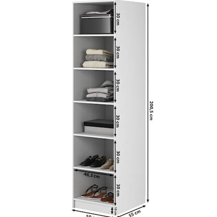 Szafa jednodrzwiowa Frame z półkami 50 cm Biała