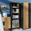 Szafa młodzieżowa dwudrzwiowa Colt z drążkami i półkami 90 cm dąb craft/czarny/stal