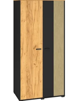 Szafa młodzieżowa dwudrzwiowa Colt z drążkami i półkami 90 cm dąb craft/czarny/stal