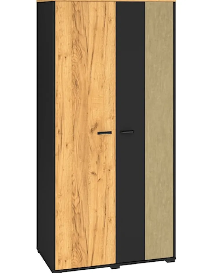 Szafa młodzieżowa dwudrzwiowa Colt z drążkami i półkami 90 cm dąb craft/czarny/stal