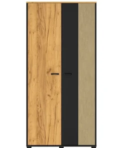 Szafa młodzieżowa dwudrzwiowa Colt z drążkami i półkami 90 cm dąb craft/czarny/stal
