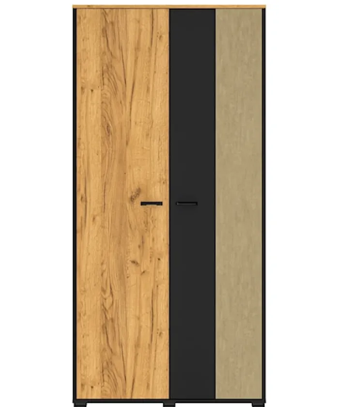 Szafa młodzieżowa dwudrzwiowa Colt z drążkami i półkami 90 cm dąb craft/czarny/stal
