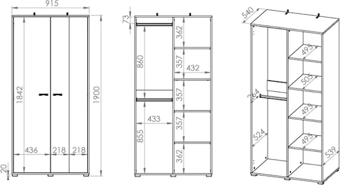 Szafa młodzieżowa dwudrzwiowa Colt z drążkami i półkami 90 cm dąb craft/czarny/stal