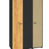 Szafa młodzieżowa trzydrzwiowa Colt z drążkami i półkami 120 cm dąb craft/czarny/stal