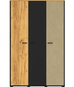 Szafa młodzieżowa trzydrzwiowa Colt z drążkami i półkami 120 cm dąb craft/czarny/stal