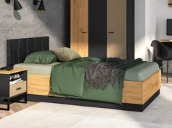 Szafa młodzieżowa trzydrzwiowa Colt z drążkami i półkami 120 cm dąb craft/czarny/stal