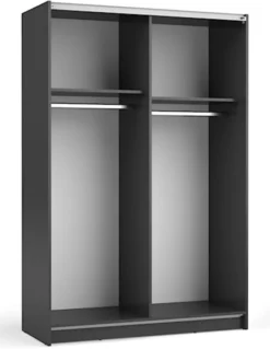 Szafa przesuwna Fiaso dwudrzwiowa z lustrem 120 cm czarna