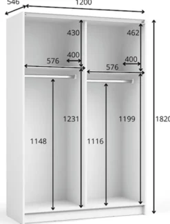 Szafa przesuwna Fiaso dwudrzwiowa z lustrem 120 cm czarna