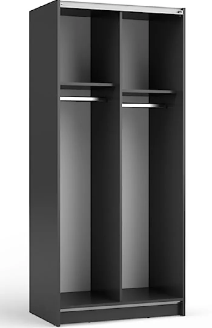 Szafa przesuwna Fiaso dwudrzwiowa z lustrem 80 cm czarna