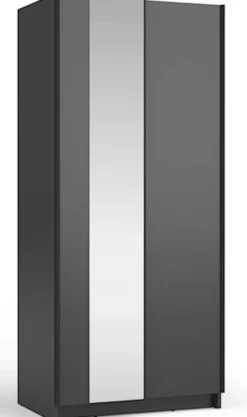 Szafa przesuwna Fiaso dwudrzwiowa z lustrem 80 cm czarna