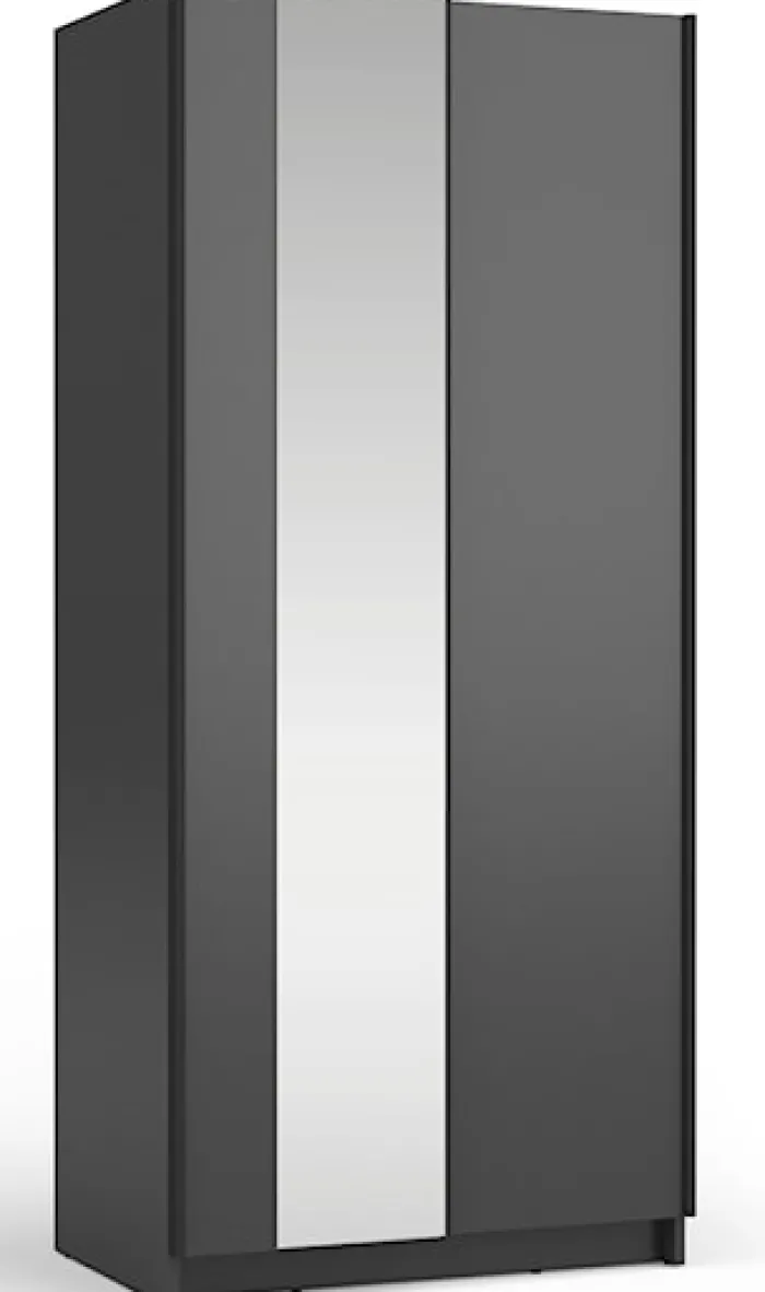 Szafa przesuwna Fiaso dwudrzwiowa z lustrem 80 cm czarna