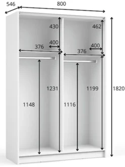 Szafa przesuwna Fiaso dwudrzwiowa z lustrem 80 cm czarna