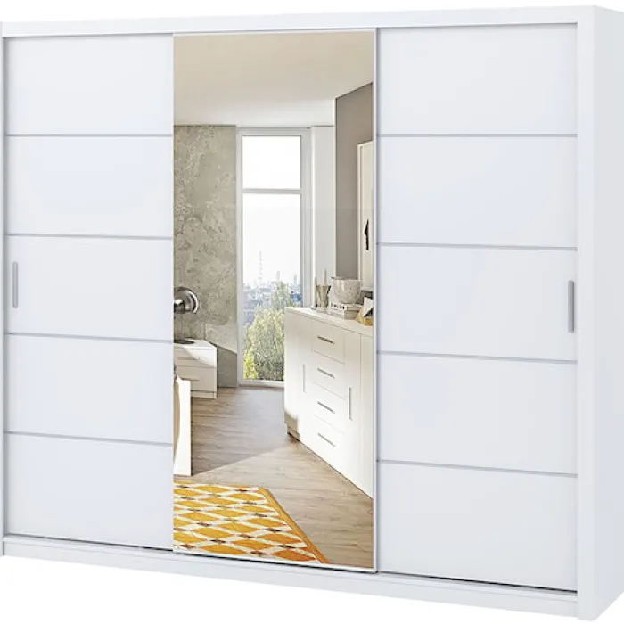 Szafa przesuwna z lustrem Rinker 250 cm Biały