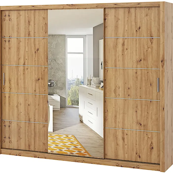 Szafa przesuwna z lustrem Rinker 250 cm Dąb artisan
