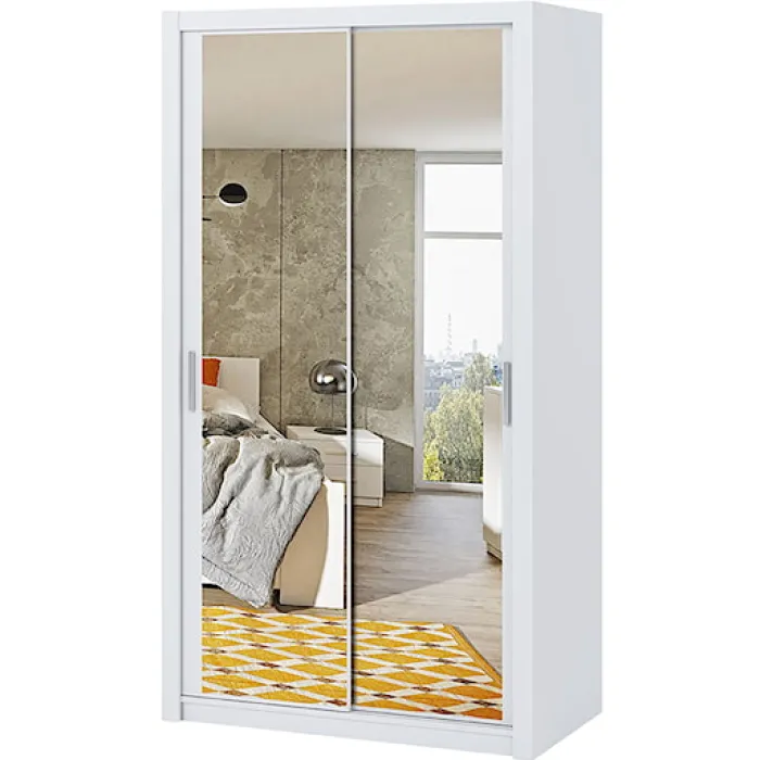 Szafa Rinker 120 cm z lustrem Biały