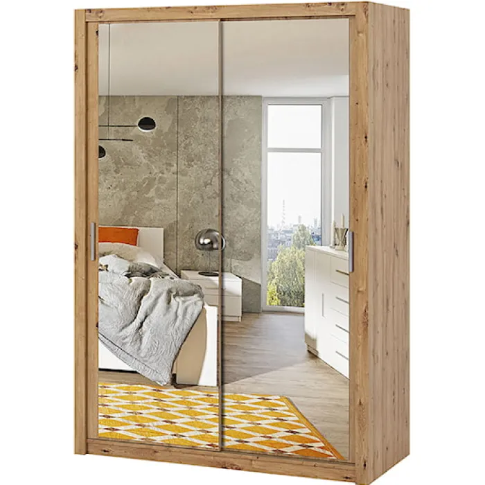 Szafa Rinker 150 cm z lustrem Dąb artisan