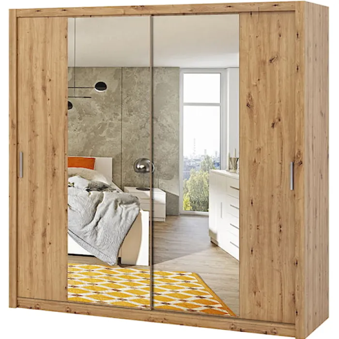 Szafa Rinker 220 cm z lustrem Dąb artisan