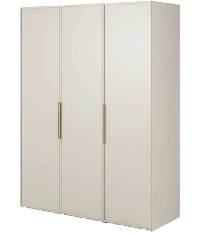Szafa trzydrzwiowa Frame z drążkiem i półkami 150 cm Szary beż