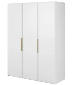 Szafa trzydrzwiowa Frame z drążkiem i półkami 150 cm Biała