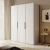 Szafa trzydrzwiowa Frame z długim drążkiem i siedmioma półkami 150 cm Biała