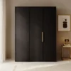 Szafa trzydrzwiowa Frame z dwoma drążkami 150 cm Czarna