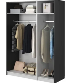 Szafa trzydrzwiowa Frame z dwoma drążkami 150 cm Czarna