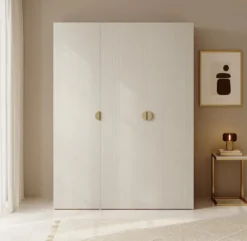 Szafa trzydrzwiowa Moonir z drążkiem i półkami 150 cm Szary beż