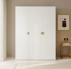 Szafa trzydrzwiowa Moonir z dwoma drążkami 150 cm Biała