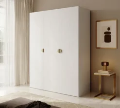 Szafa trzydrzwiowa Moonir z drążkiem i półkami 150 cm Biała